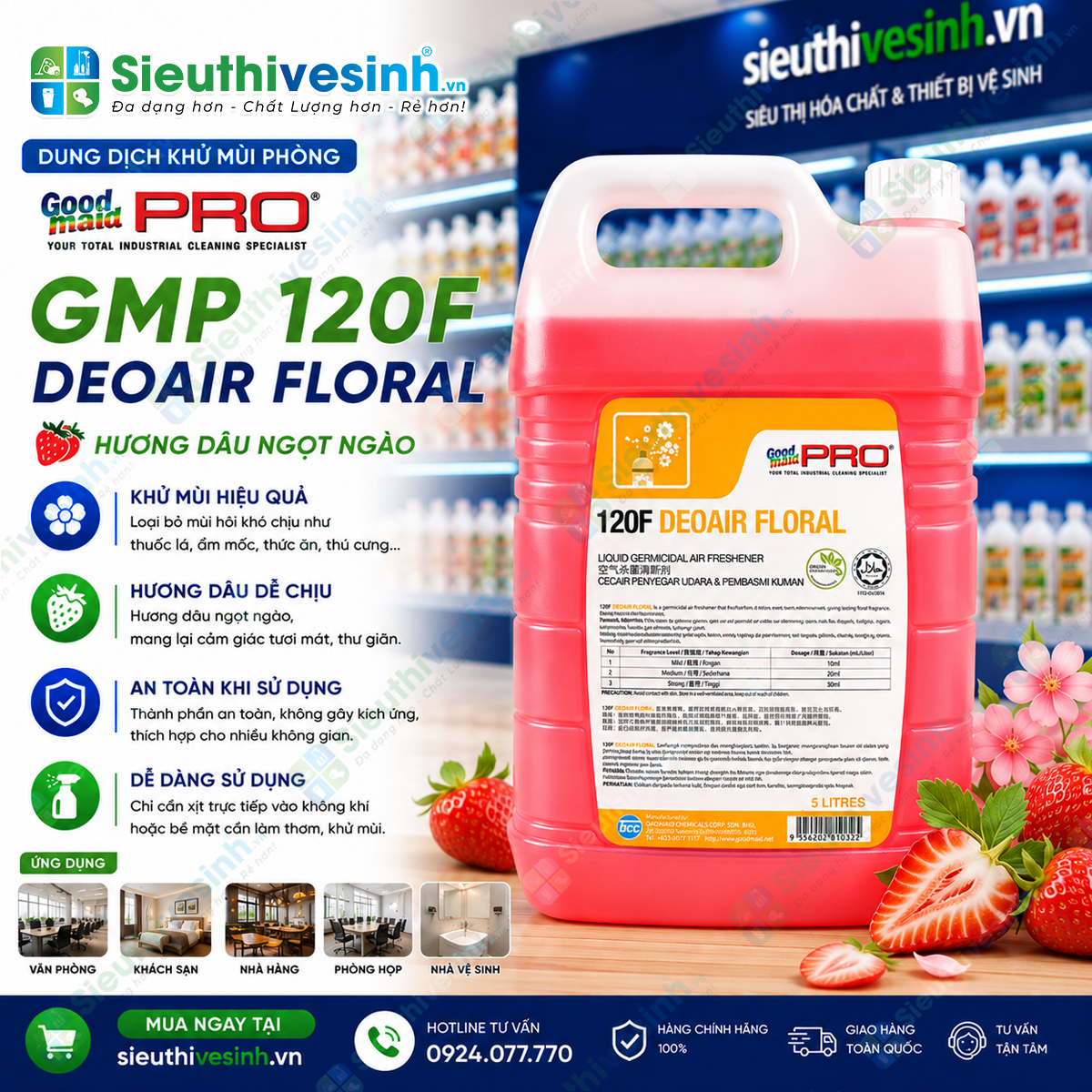 Nước xịt thơm và khử mùi phòng Goodmaid PRO GMP 120F - 5L