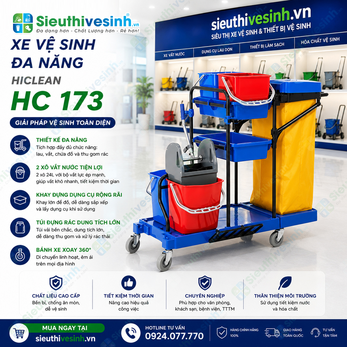 Xe vệ sinh đa năng HICLEAN HC 173