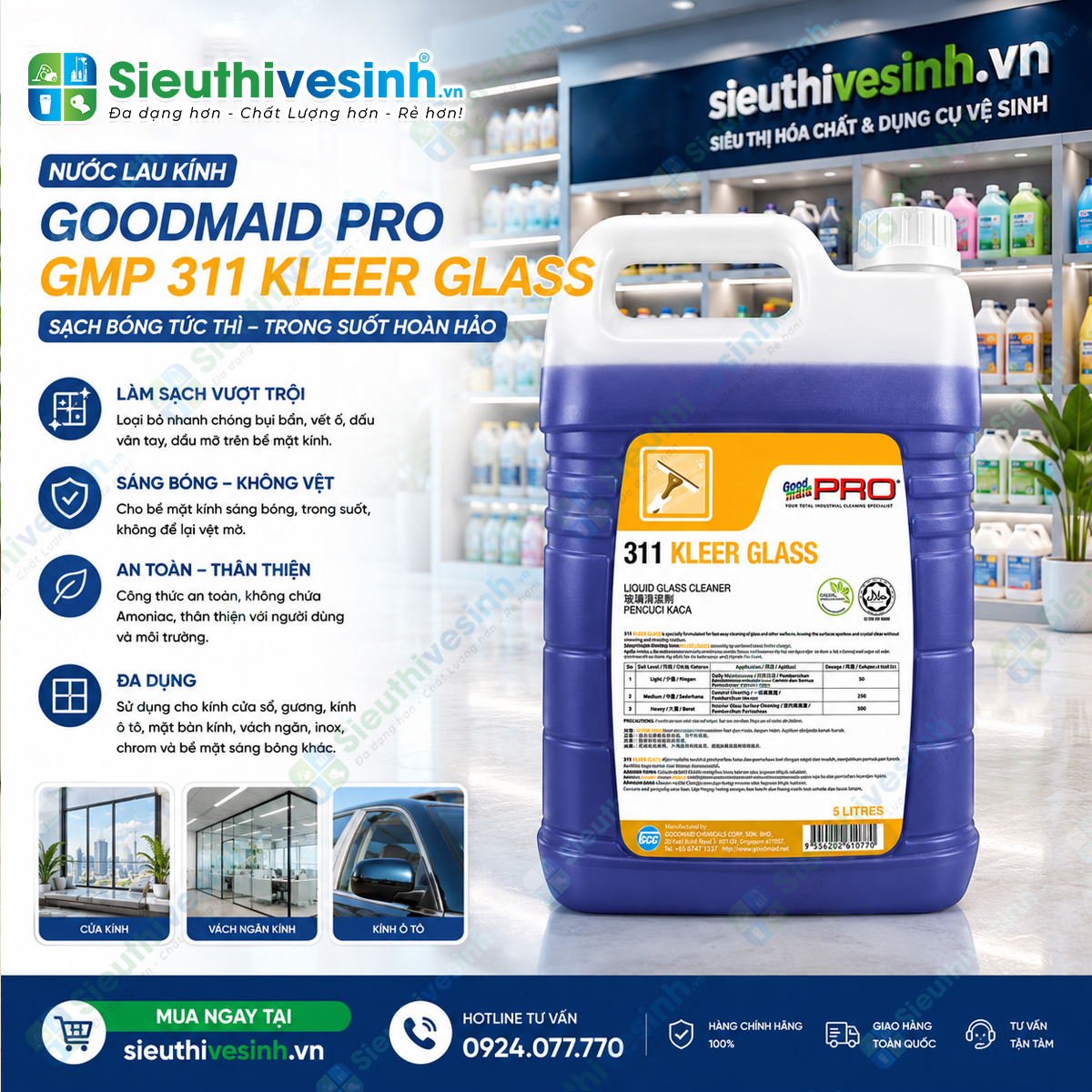 Nước lau kính Goodmaid Pro GMP 311 KLEER GLASS