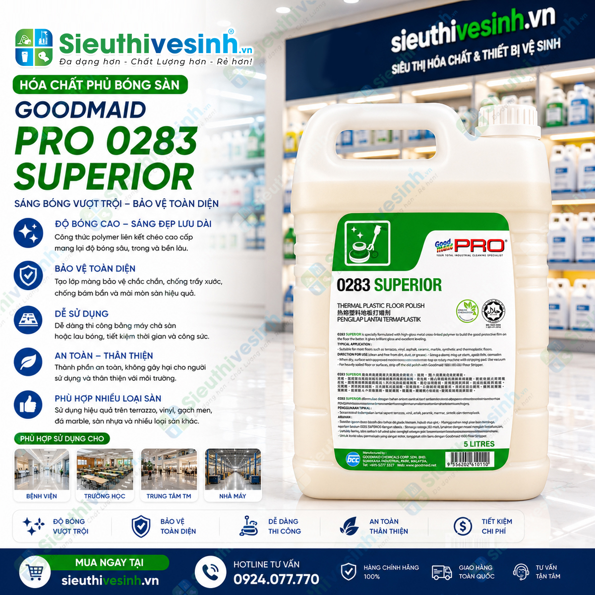 Hóa chất phủ bóng sàn Goodmaid Pro GMP 0283 SUPERIOR