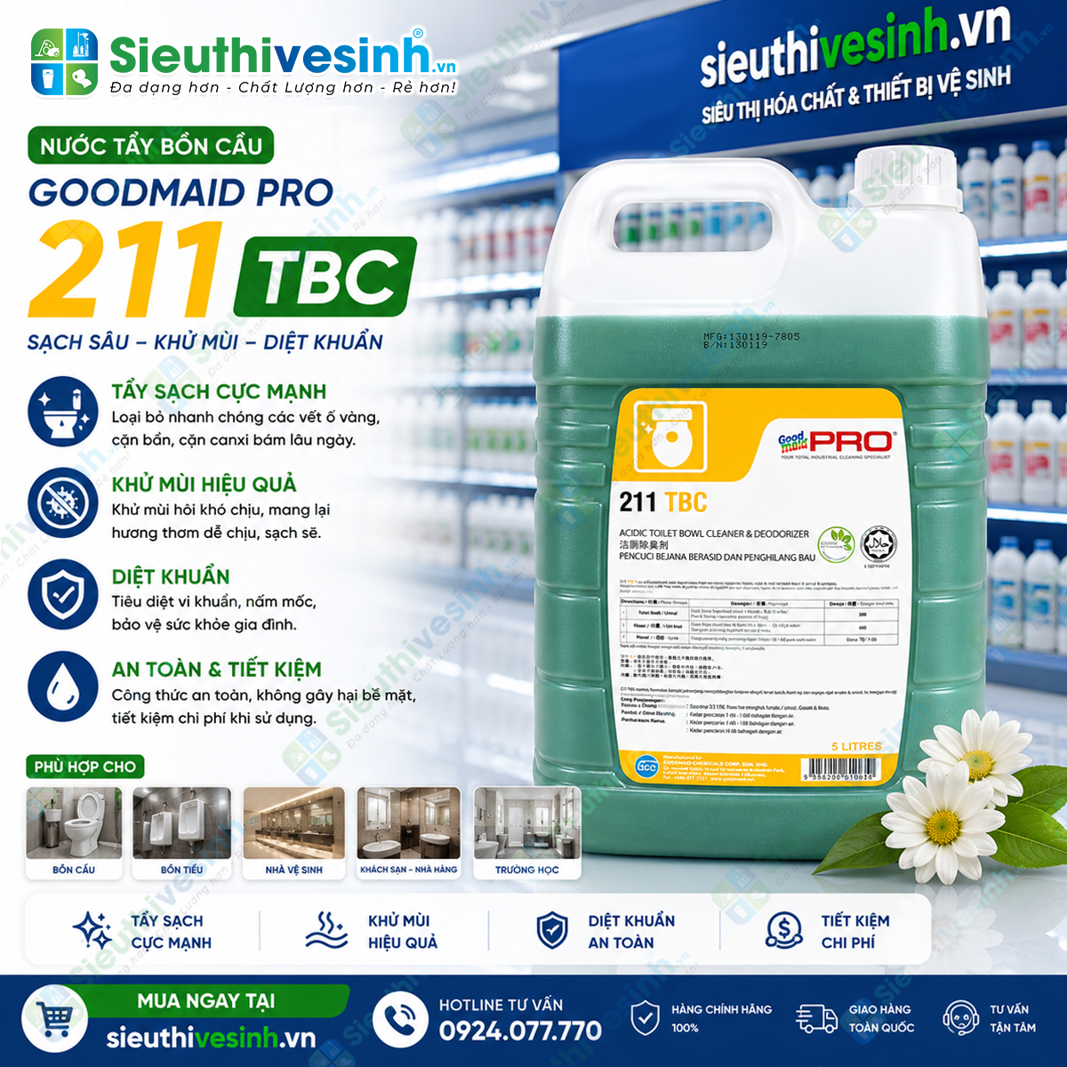 Nước tẩy rửa bồn cầu Goodmaid PRO GMP 211 - 5L
