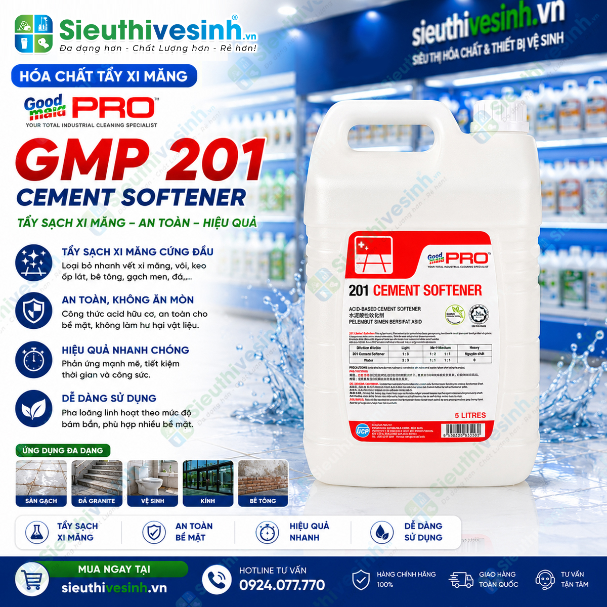 Chất làm mềm xi măng Goodmaid PRO Cement Softener GMP 201 - 5L