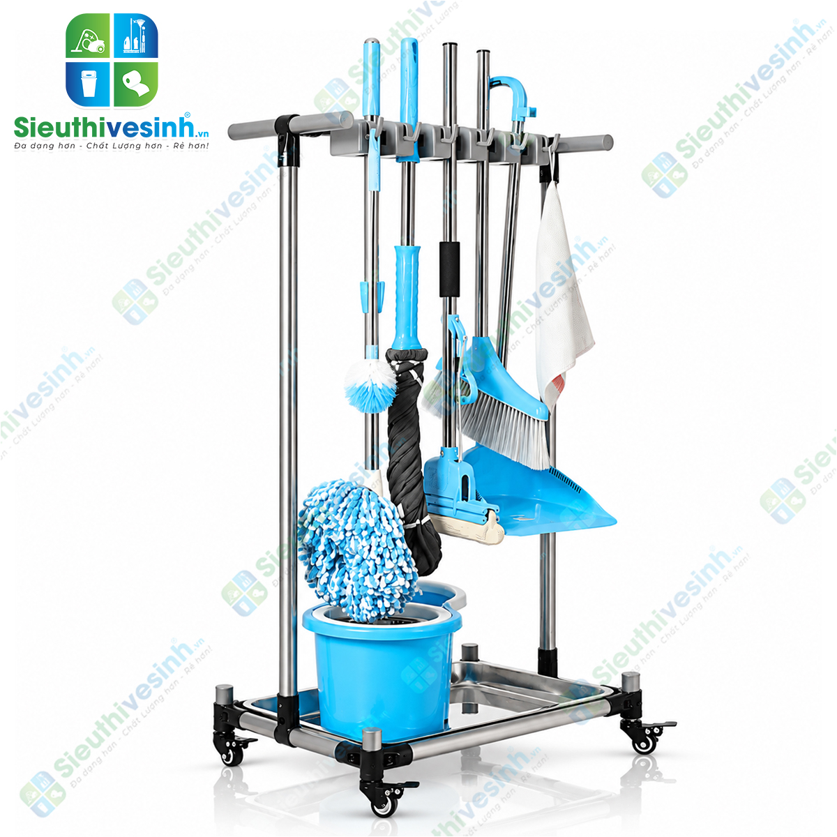 Giá treo cây lau nhà FY0506H dùng để treo và sắp xếp chổi, cây lau nhà, cây gạt nước và dụng cụ vệ sinh.