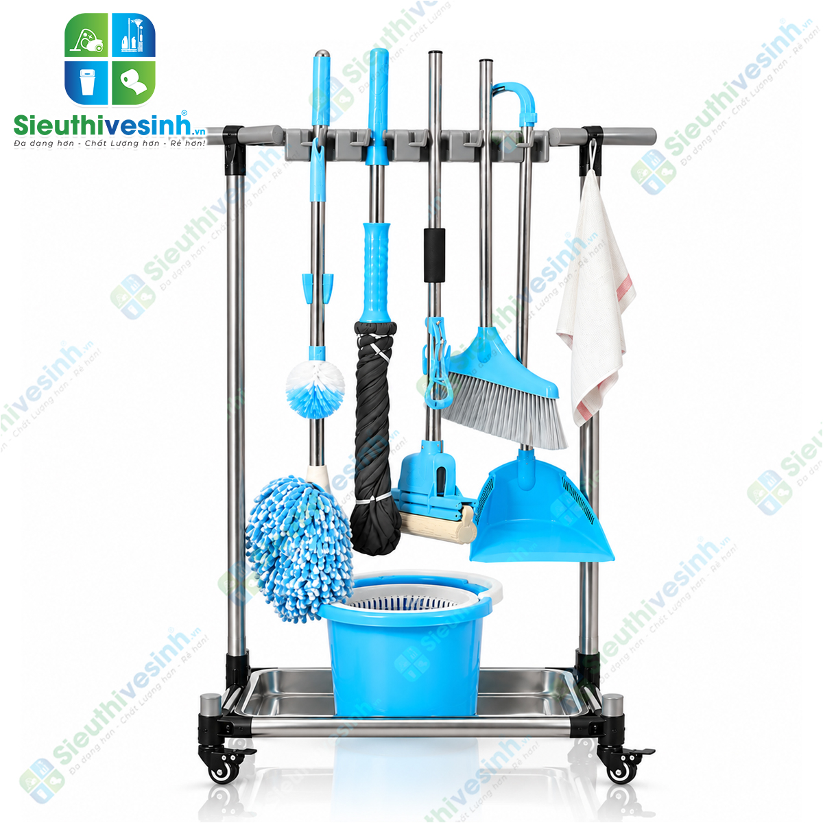 Giá treo cây lau nhà FY0506H dùng để treo và sắp xếp chổi, cây lau nhà, cây gạt nước và dụng cụ vệ sinh.