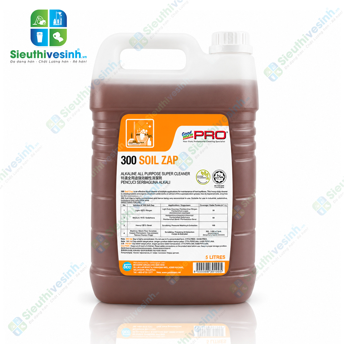 Tẩy rửa sàn đa năng (gốc kiềm) Goodmaid PRO GMP 300 Soil Zap - 5L