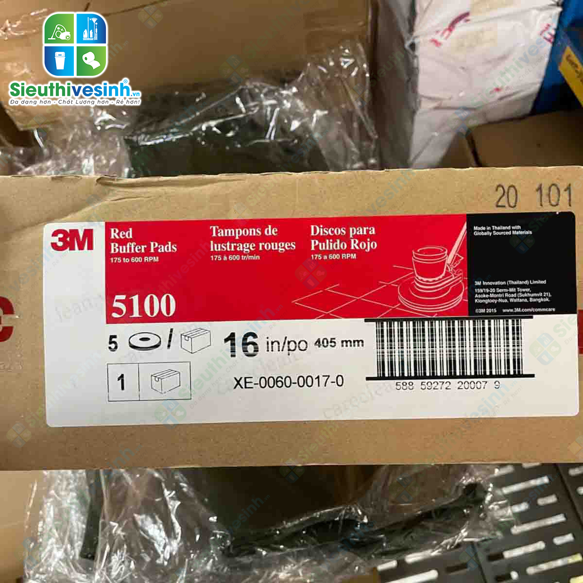 Pad chà sàn 3M 5100 16 inch màu đỏ