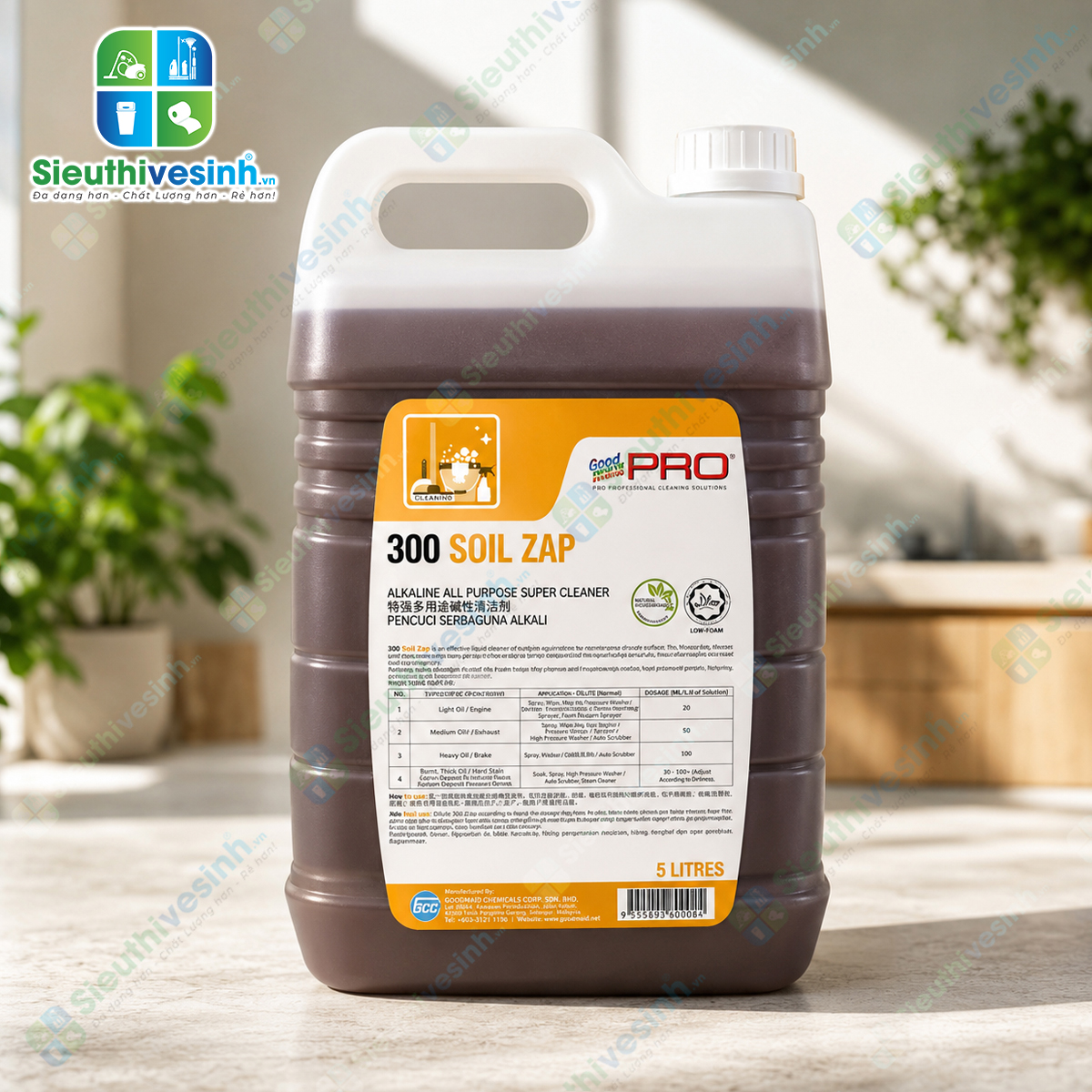 Tẩy rửa sàn đa năng (gốc kiềm) Goodmaid PRO GMP 300 Soil Zap - 5L