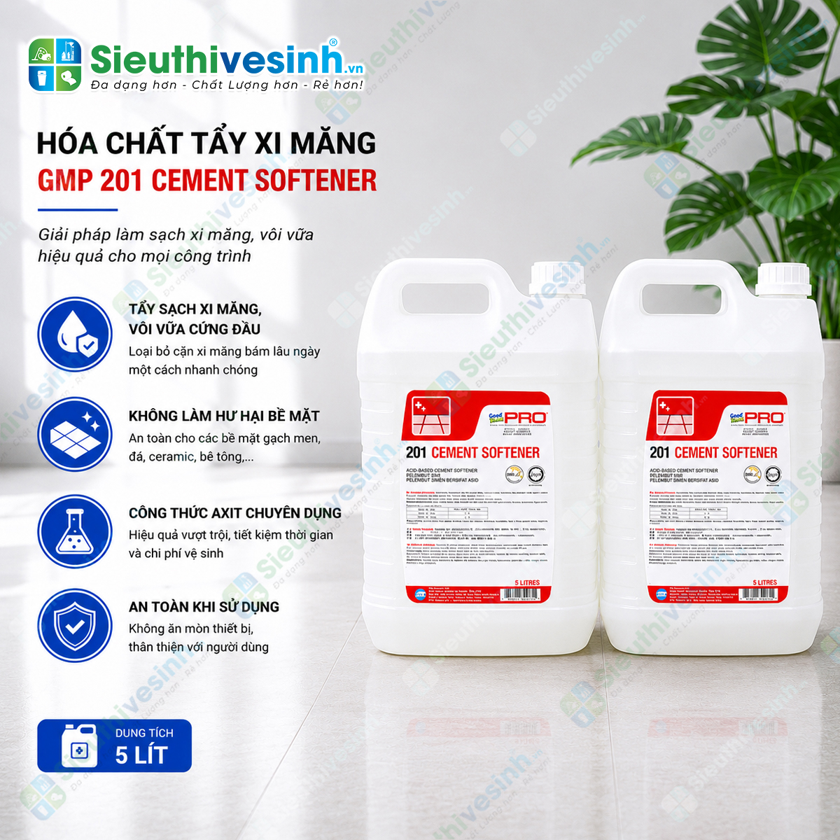 Chất làm mềm xi măng Goodmaid PRO Cement Softener GMP 201 - 5L