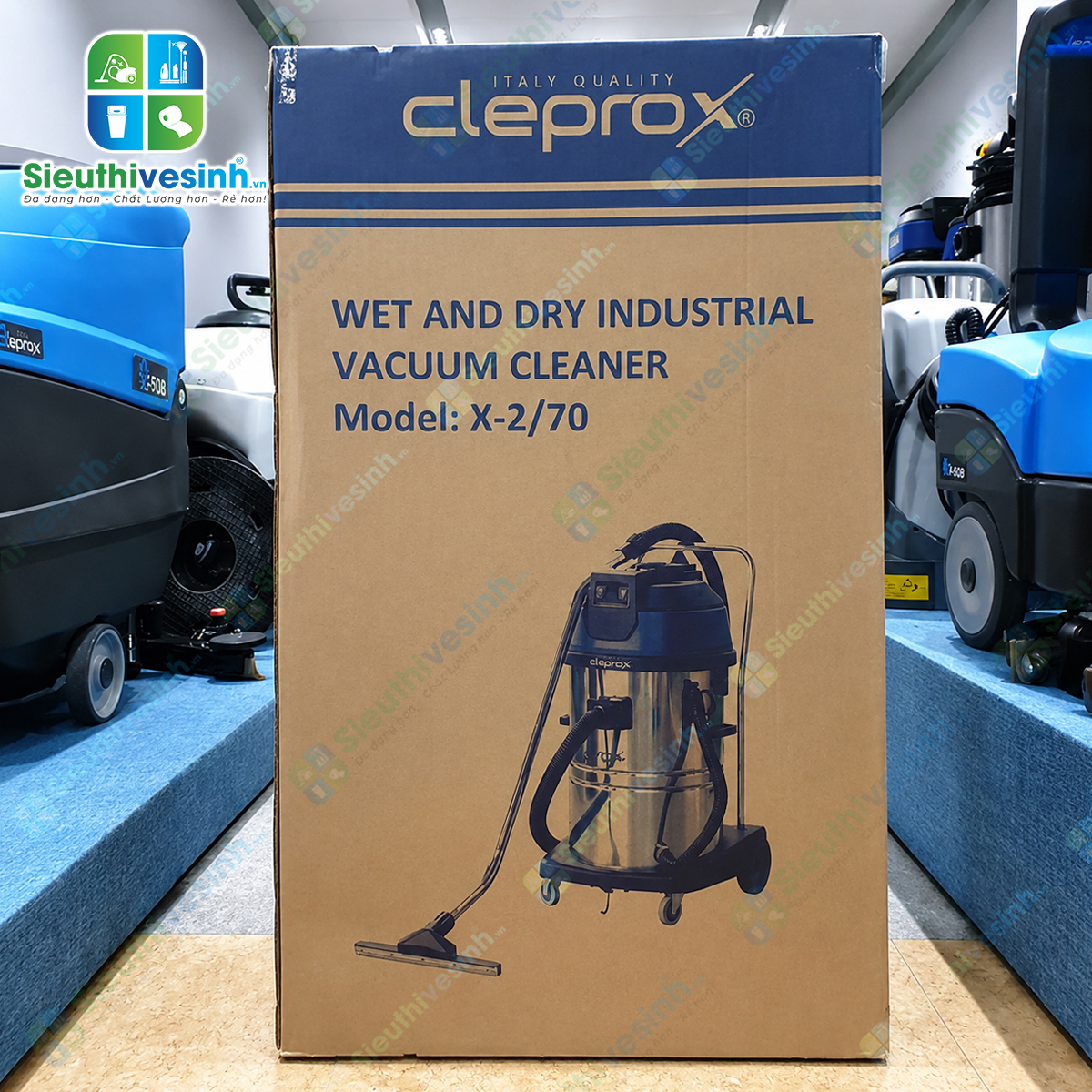 Máy hút bụi 2 motor CleproX X-2/70 thùng inox