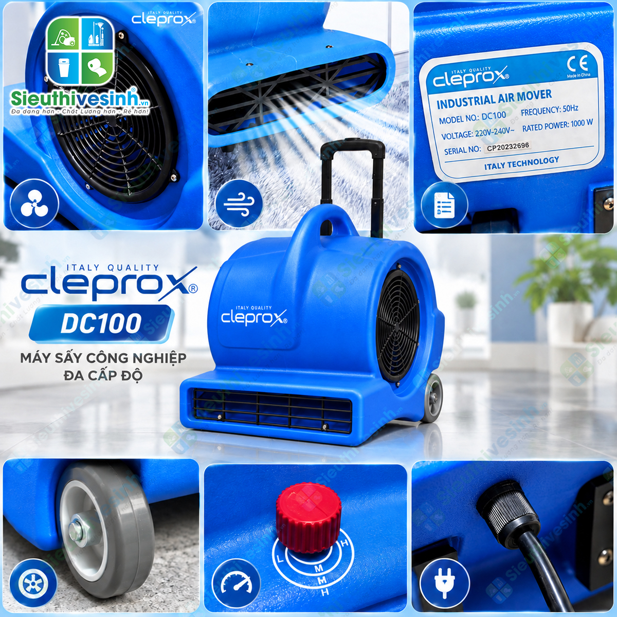 Máy sấy thổi thảm sàn CleproX DC100 1000W 3 tốc độ