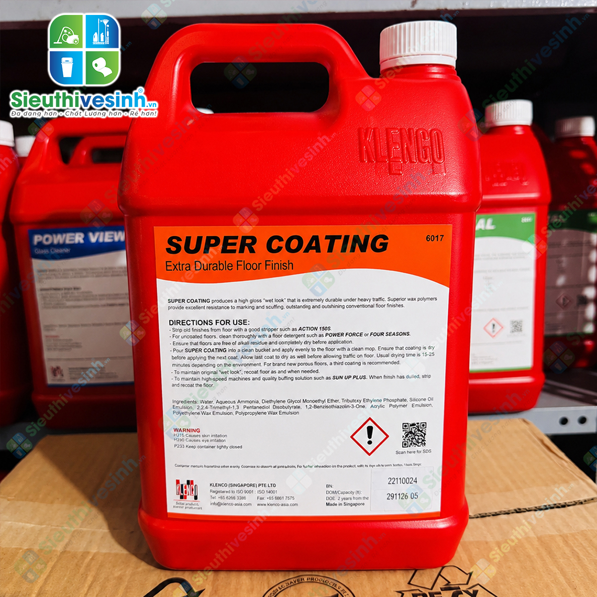 Klenco Super Coating 5L tạo lớp phủ polyme bền chắc giúp tăng độ bóng, chống trầy xước và bảo vệ nhiều loại bề mặt sàn cứng.