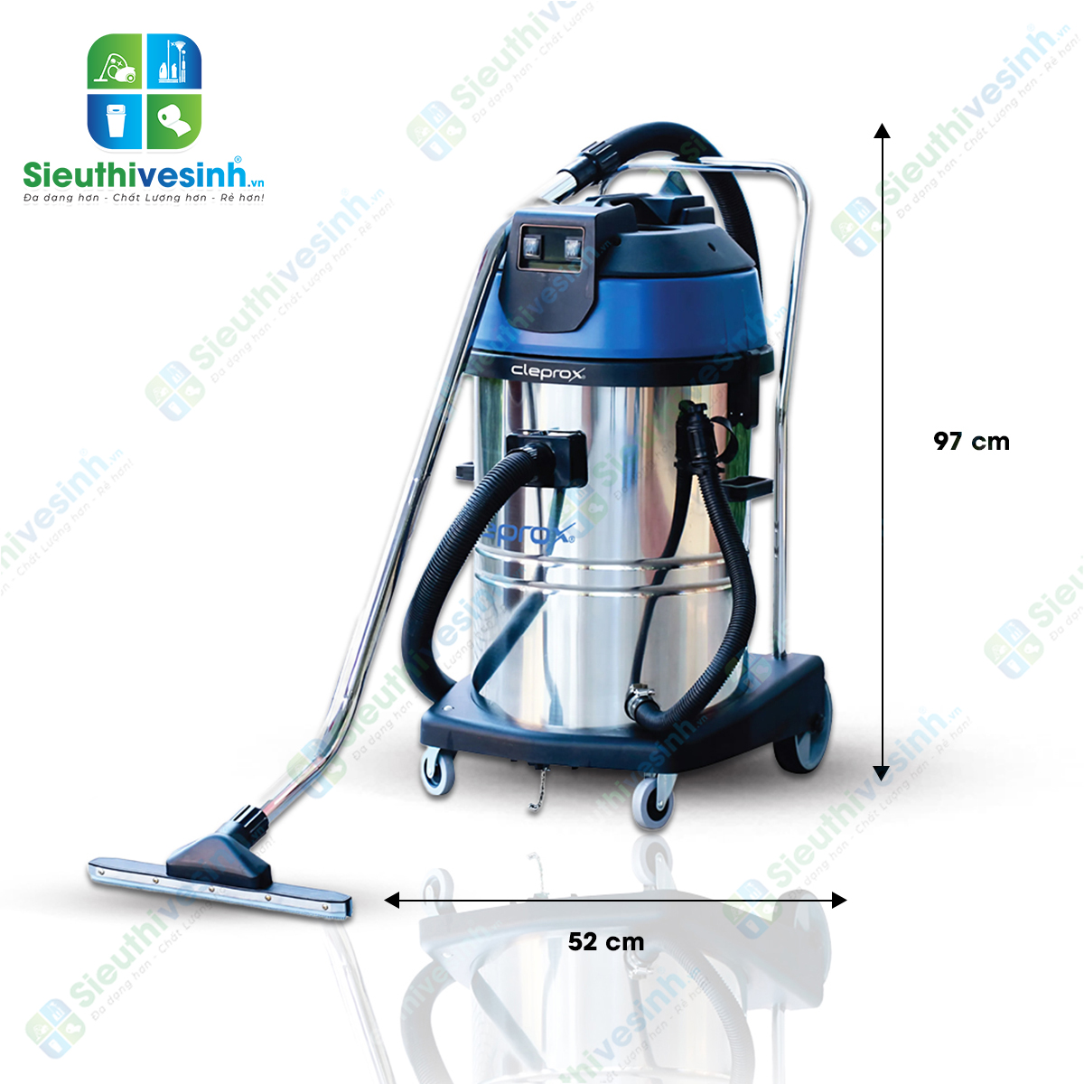 Máy hút bụi 2 motor CleproX X-2/70 thùng inox