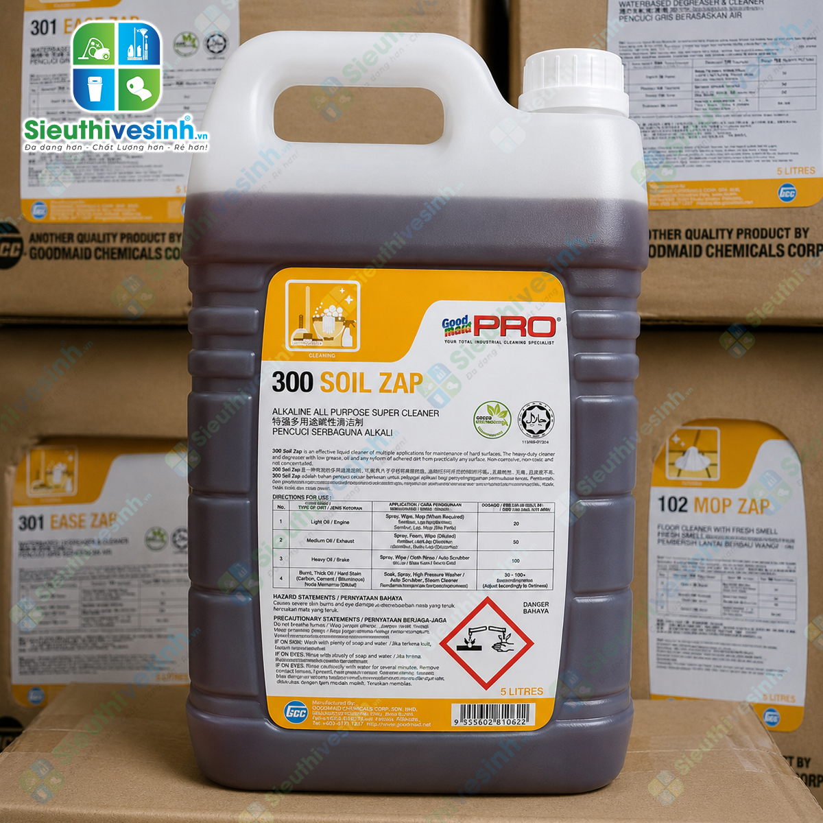 Tẩy rửa sàn đa năng (gốc kiềm) Goodmaid PRO GMP 300 Soil Zap - 5L