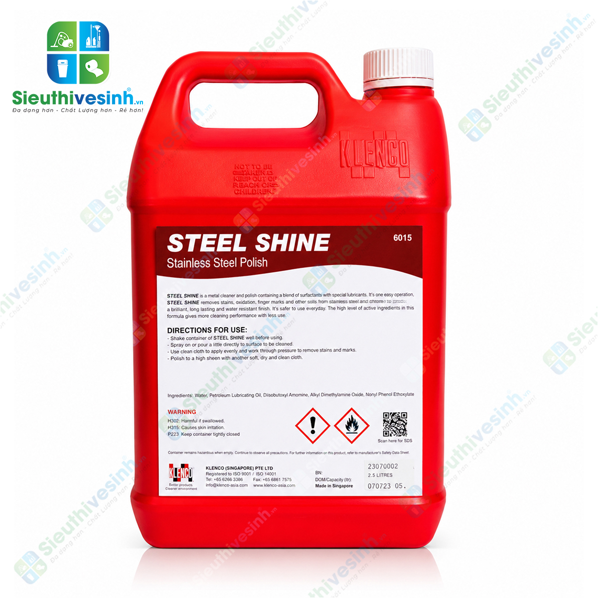 Klenco STEEL SHINE 5L giúp làm sạch, đánh bóng và bảo vệ bề mặt inox, thép không gỉ, nhôm và các kim loại, mang lại độ sáng bóng lâu dài.