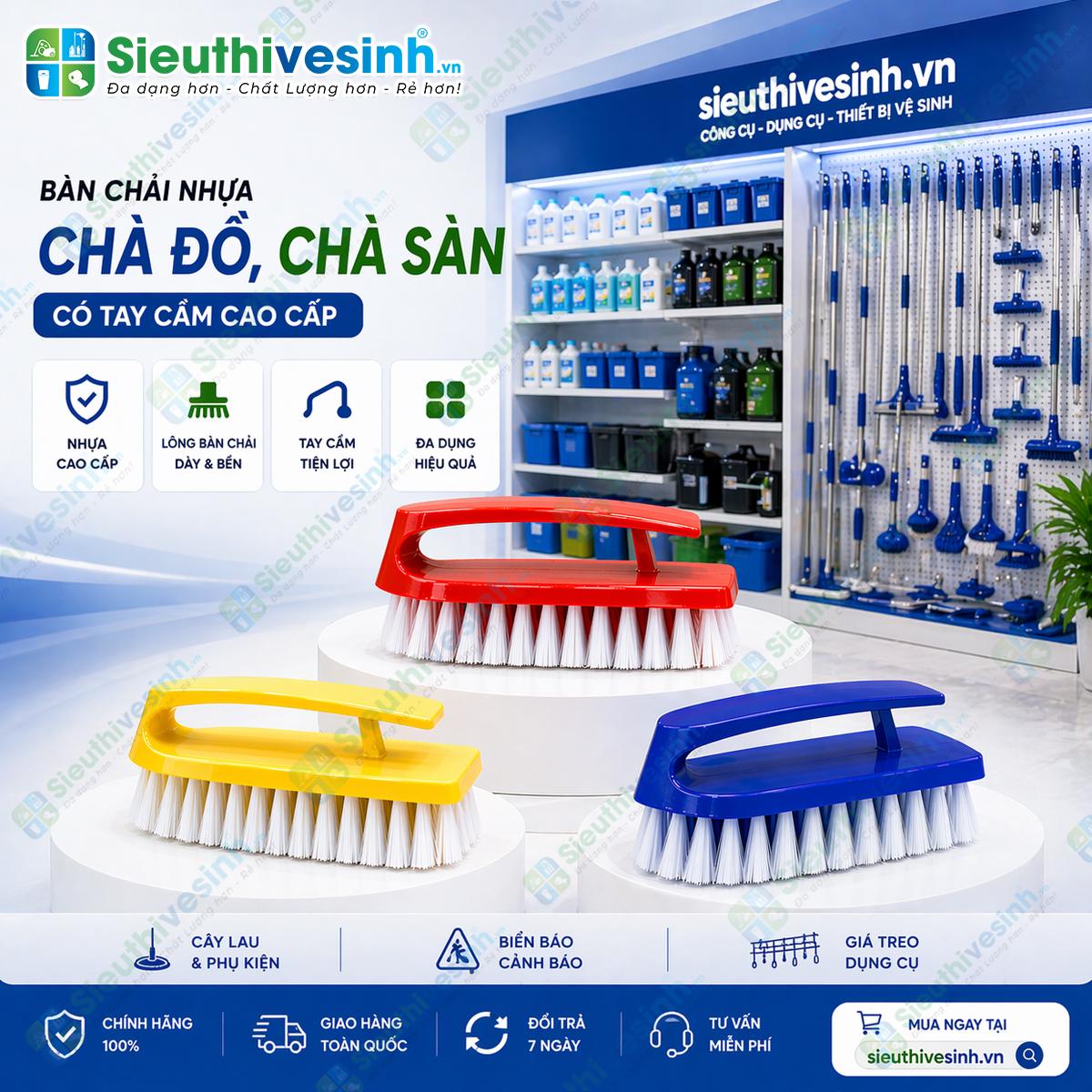 Bàn Chải Chà Sàn Có Tay Cầm Bằng Nhựa