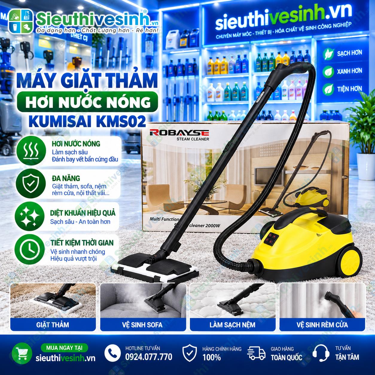 Máy giặt thảm hơi nước nóng Kumisai KMS 02