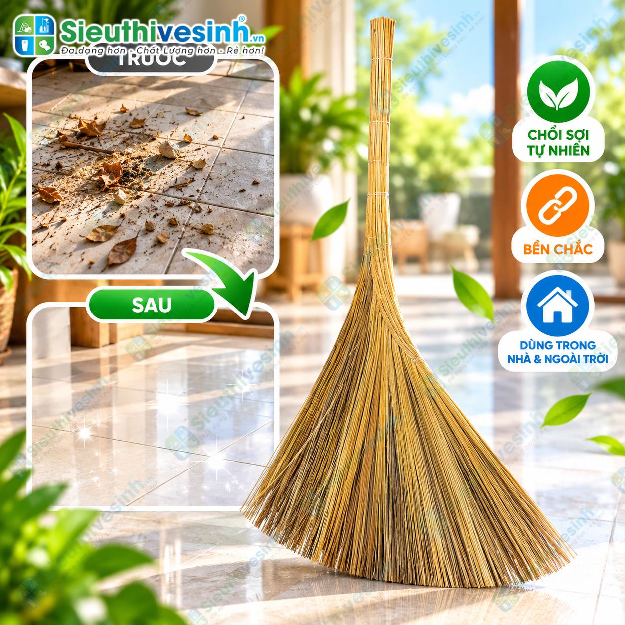 Chổi dừa quét lá cây
