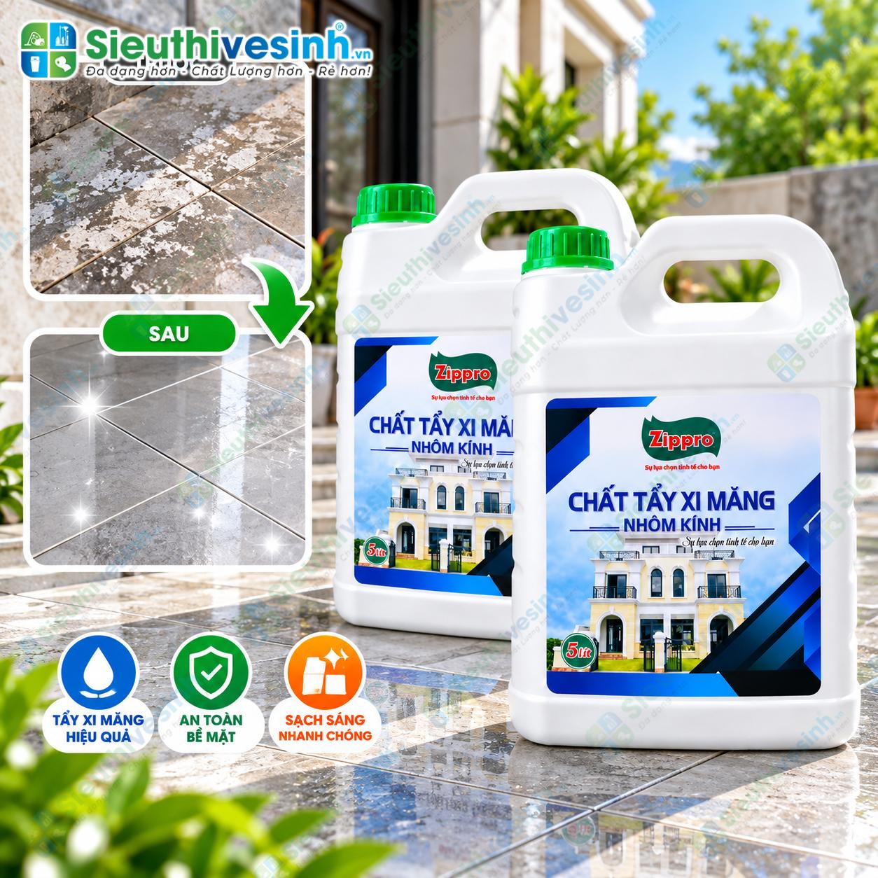 Can chất tẩy cặn xi măng Zippro 5L dùng vệ sinh sau xây dựng