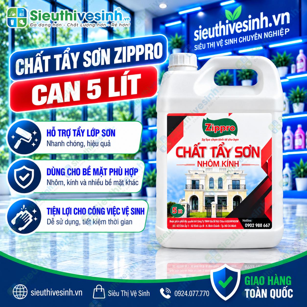 Can dung dịch tẩy sơn Zippro 5L dùng vệ sinh sau thi công