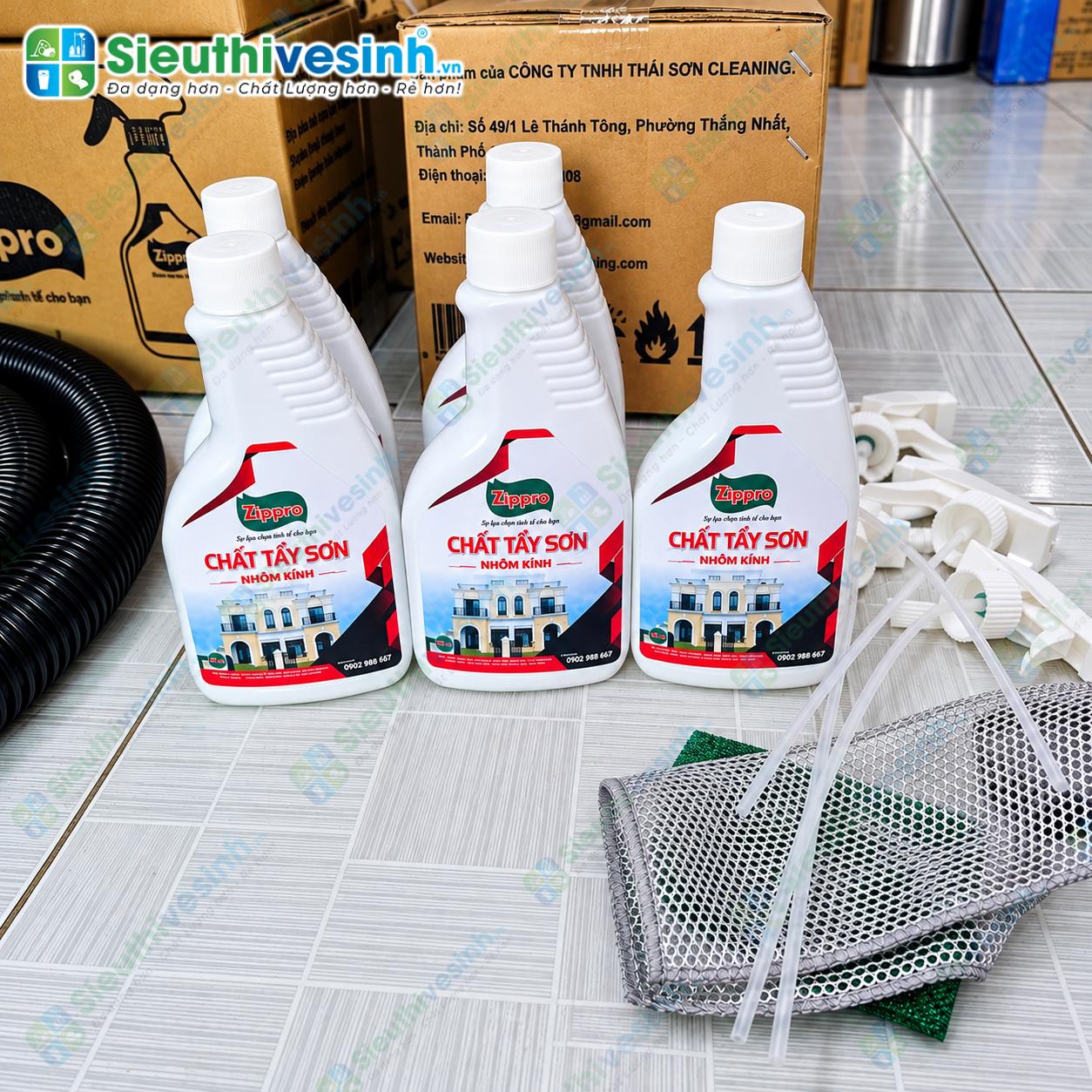 Dung dịch Zippro tẩy vết sơn bám trên kính và khung nhôm