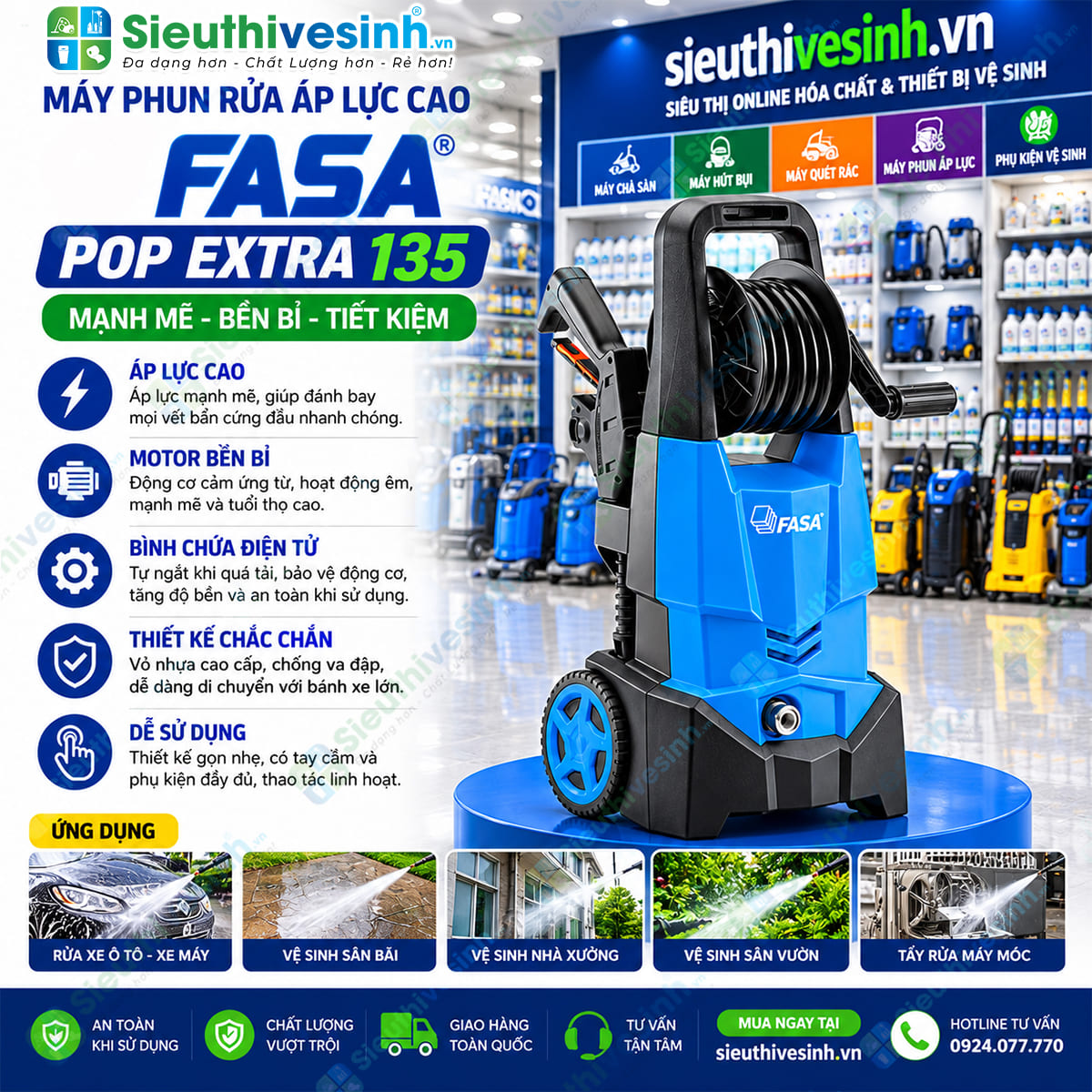Máy phun rửa áp lực cao FASA Pop Extra 135