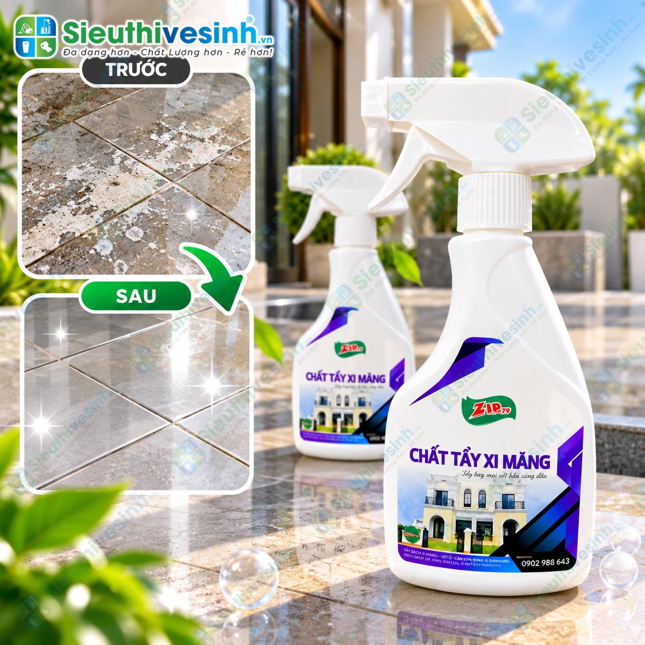 Dung dịch Zippro tẩy cặn xi măng sau xây dựng