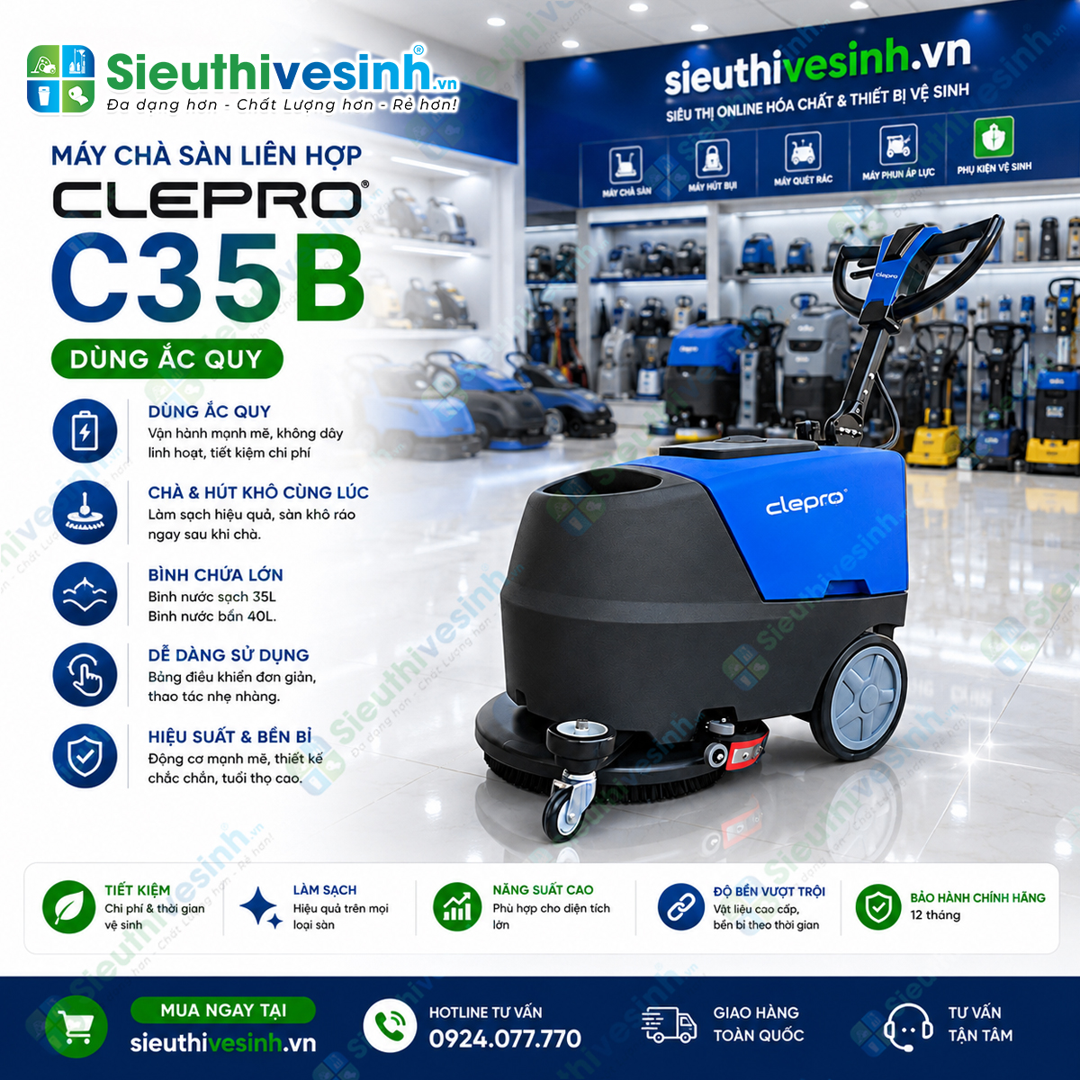 Máy chà sàn - thảm công nghiệp CLEPRO CS17R