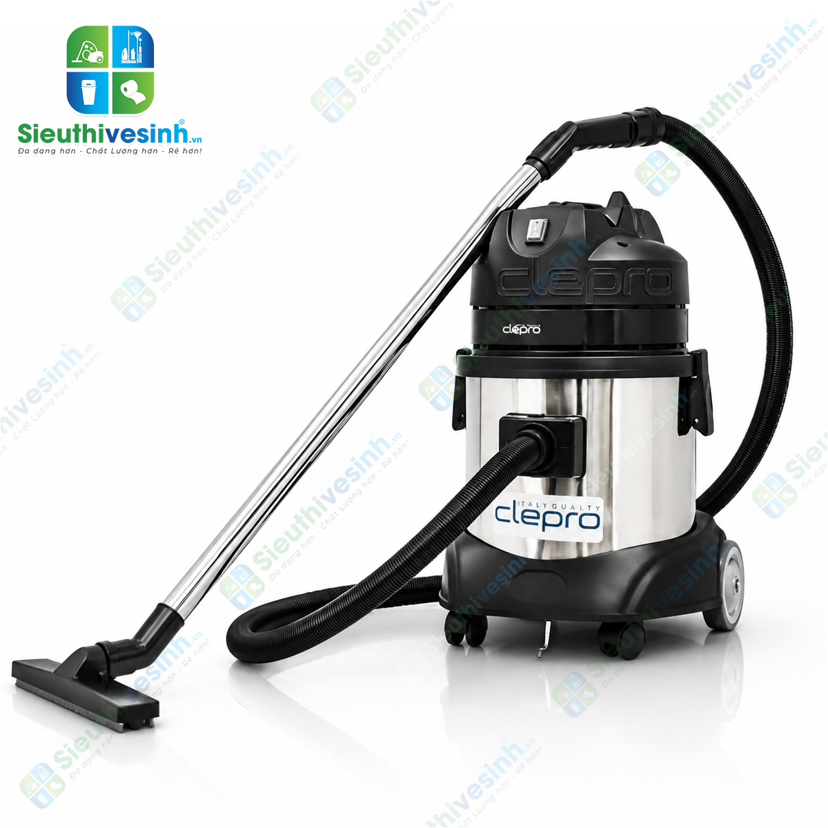 Máy hút bụi công nghiệp CLEPRO S1/15 dung tích 15 lít, công suất 1200W, chuyên dùng hút bụi khô và hút nước cho văn phòng, khách sạn và gia đình.