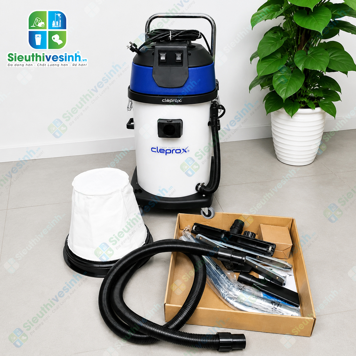 Máy hút bụi công nghiệp khô ướt CleproX X2/70 thùng nhựa