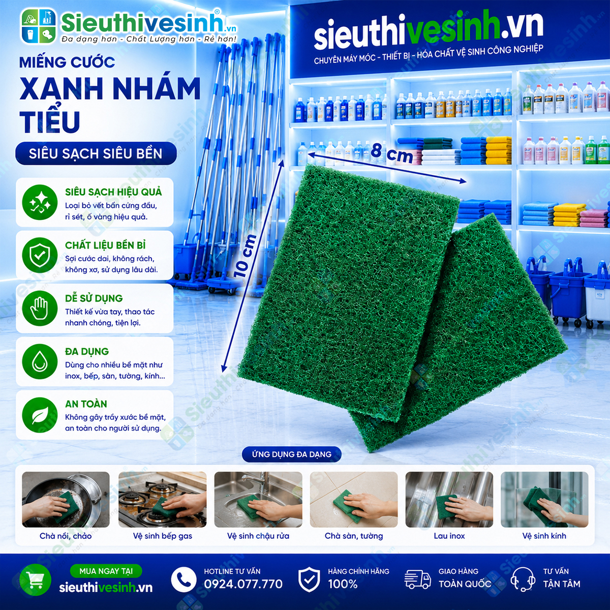 Cước xanh tiểu 10x08cm