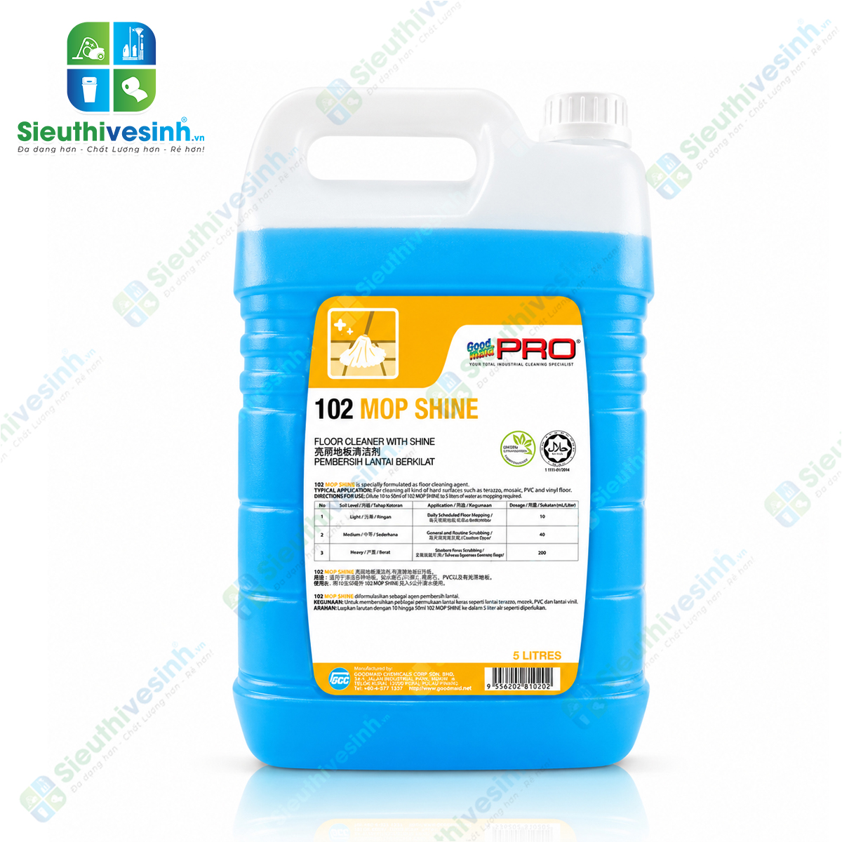 Nước lau sàn Goodmaid Pro GMP 102 Mop Shine 5L