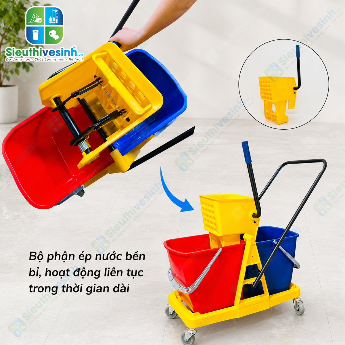 Xe đẩy vắt cây lau nhà HiClean HC073