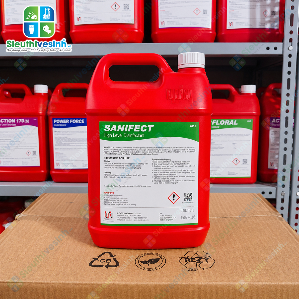 Klenco SANIFECT 5L là dung dịch khử trùng, khử khuẩn và khử mùi chuyên dụng, giúp làm sạch bề mặt và góp phần tạo môi trường vệ sinh an toàn.