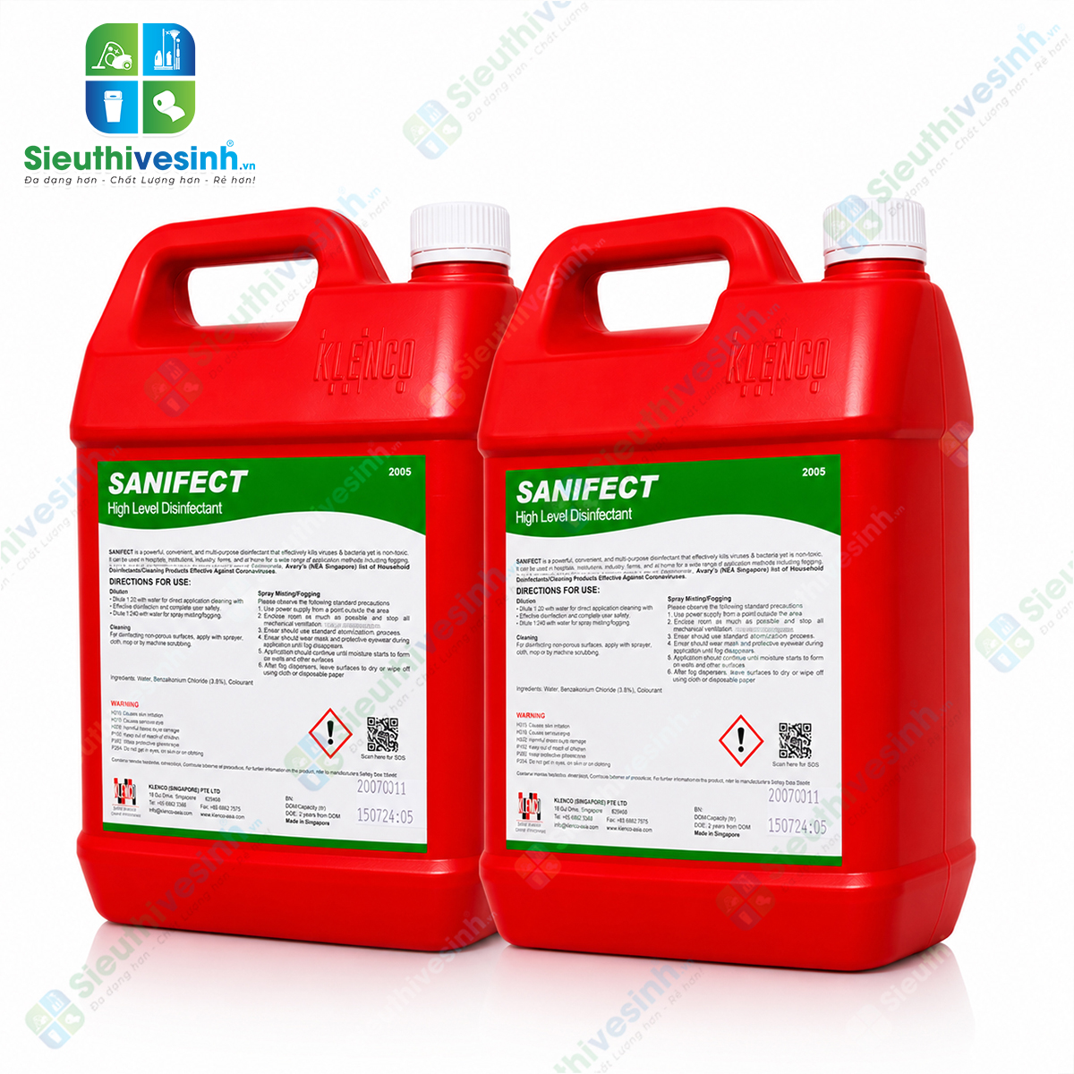 Klenco SANIFECT 5L là dung dịch khử trùng, khử khuẩn và khử mùi chuyên dụng, giúp làm sạch bề mặt và góp phần tạo môi trường vệ sinh an toàn.