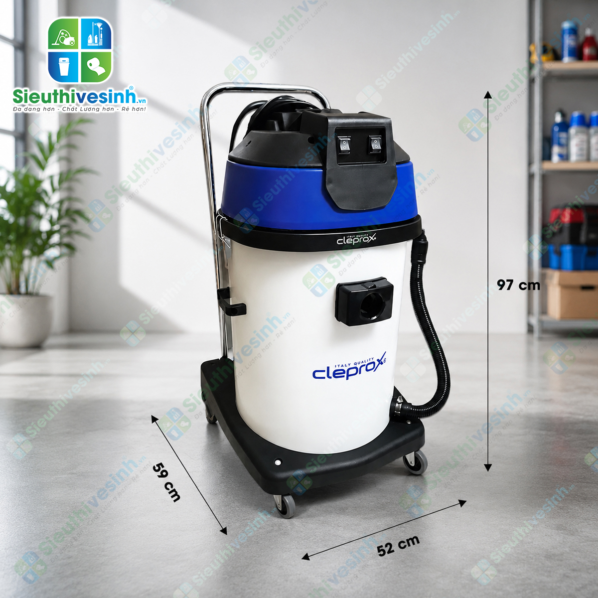 Máy hút bụi công nghiệp khô ướt CleproX X2/70 thùng nhựa