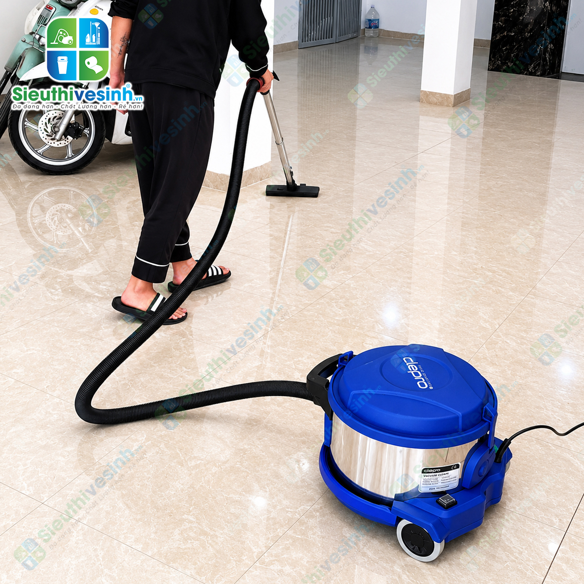 Máy hút bụi không ồn Clepro CP-101 được thiết kế dành riêng cho khách sạn, văn phòng và những khu vực yêu cầu môi trường làm việc yên tĩnh.