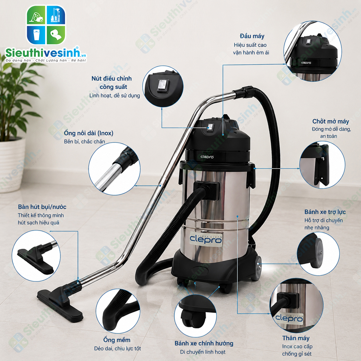 Máy hút bụi khô và ướt Clepro S1/30