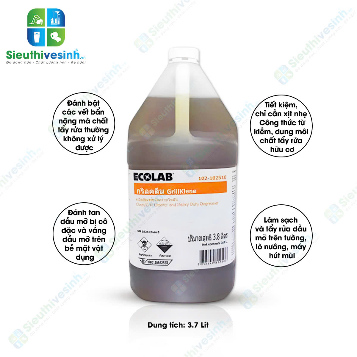 Chất tẩy rửa lò nướng Ecolab Grillklene 4X3.8LT - Hình 3