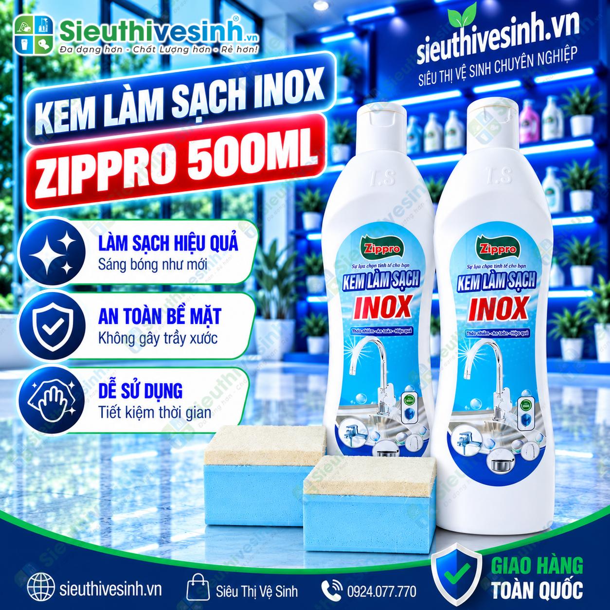 Sản phẩm Zippro vệ sinh bề mặt inox dung tích 500ml
