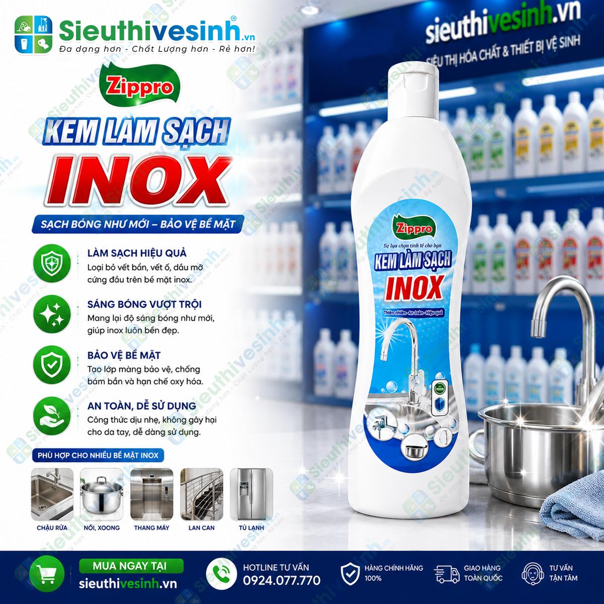 Sản phẩm Zippro vệ sinh bề mặt inox dung tích 500ml