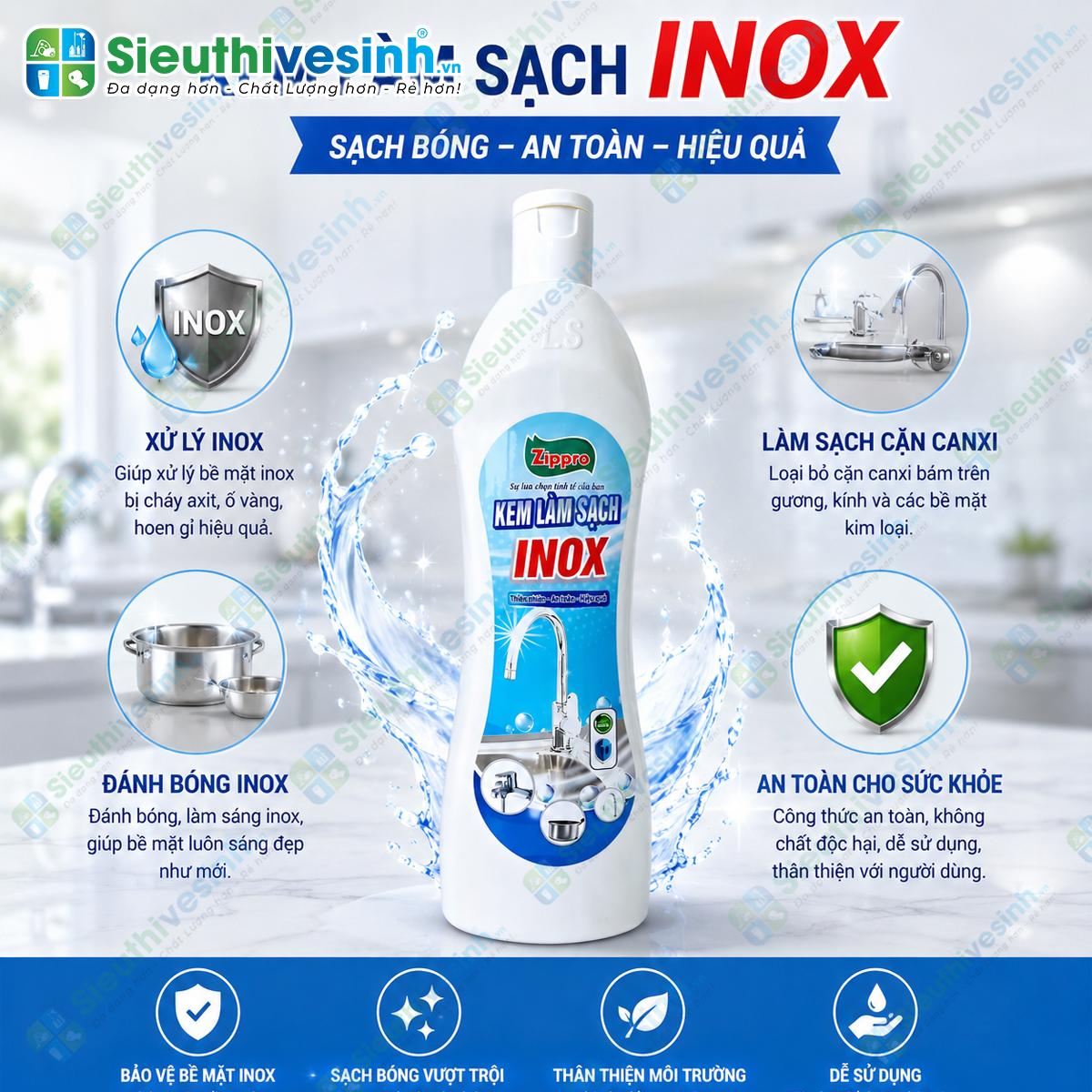 Zippro vệ sinh inox 500ml