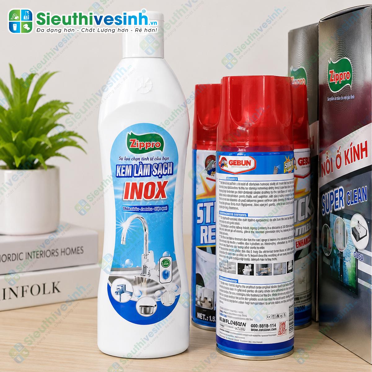 Zippro vệ sinh inox 500ml
