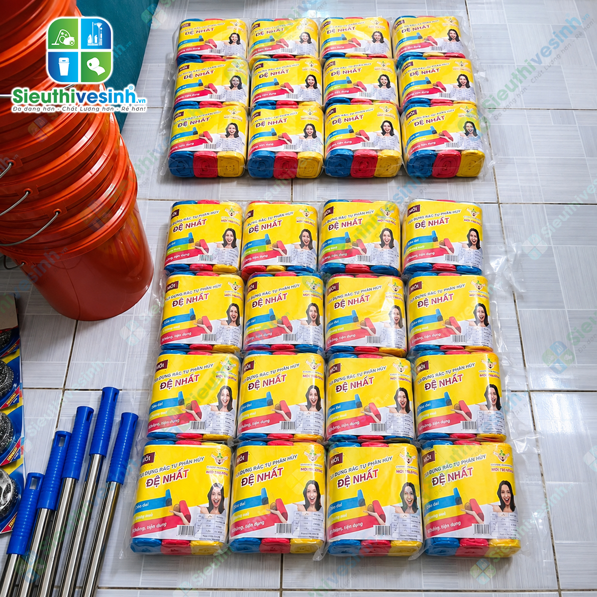 Túi đựng rác MÀU Đệ Nhất trung 55x65cm (1kg/3 cuộn)
