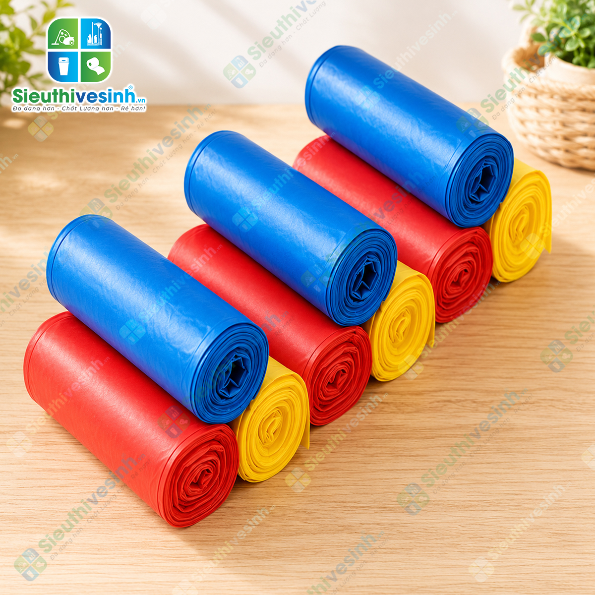 Túi đựng rác MÀU Đệ Nhất trung 55x65cm (1kg/3 cuộn)