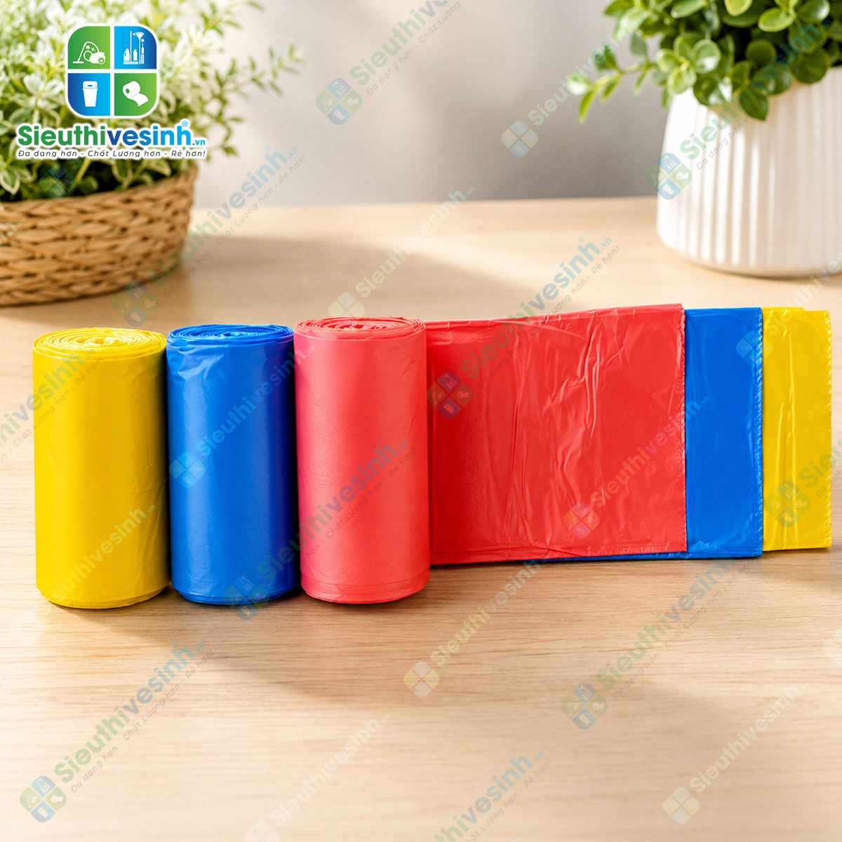 Túi đựng rác MÀU Đệ Nhất trung 55x65cm (1kg/3 cuộn)