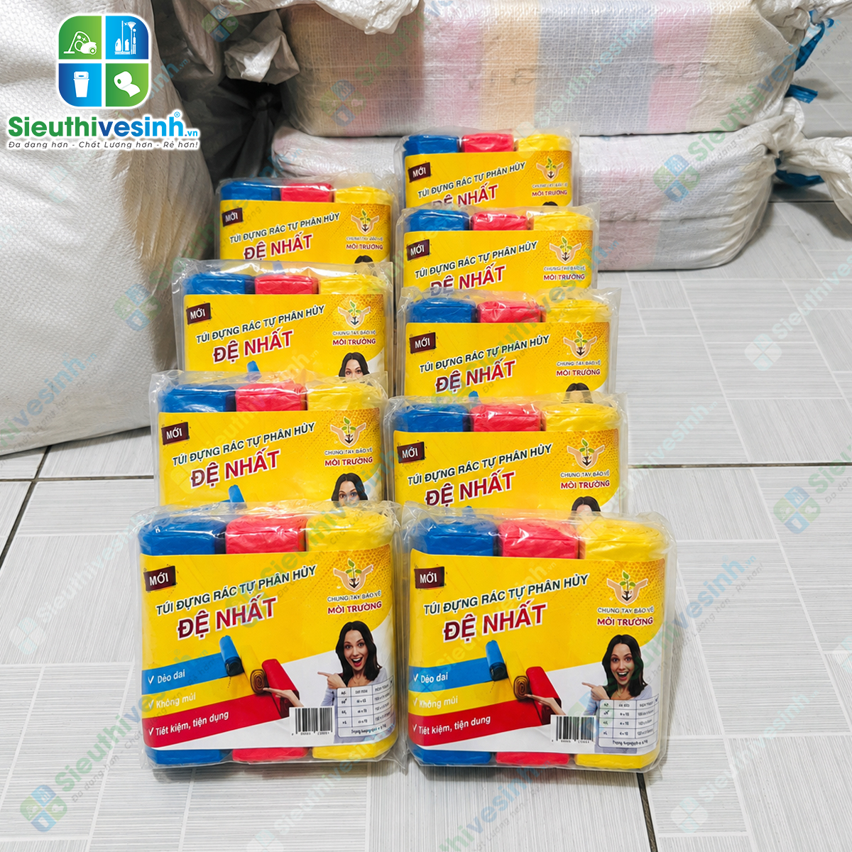 Túi đựng rác MÀU Đệ Nhất trung 55x65cm (1kg/3 cuộn)
