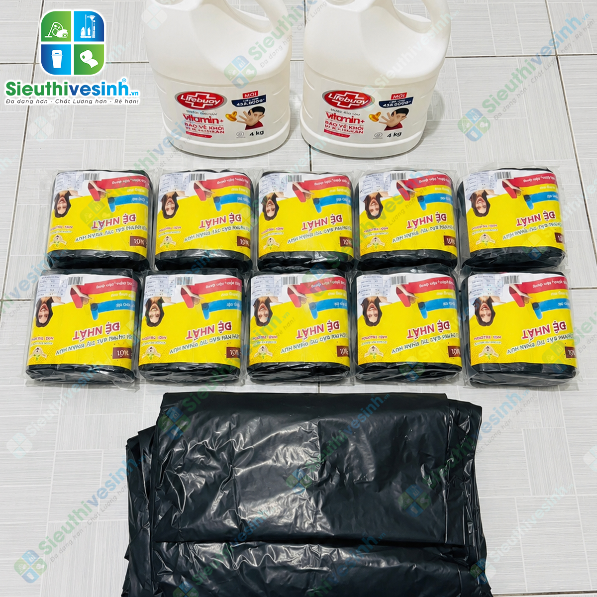 Túi đựng rác đen Đệ Nhất đại 64x78cm (1kg/3 cuộn)