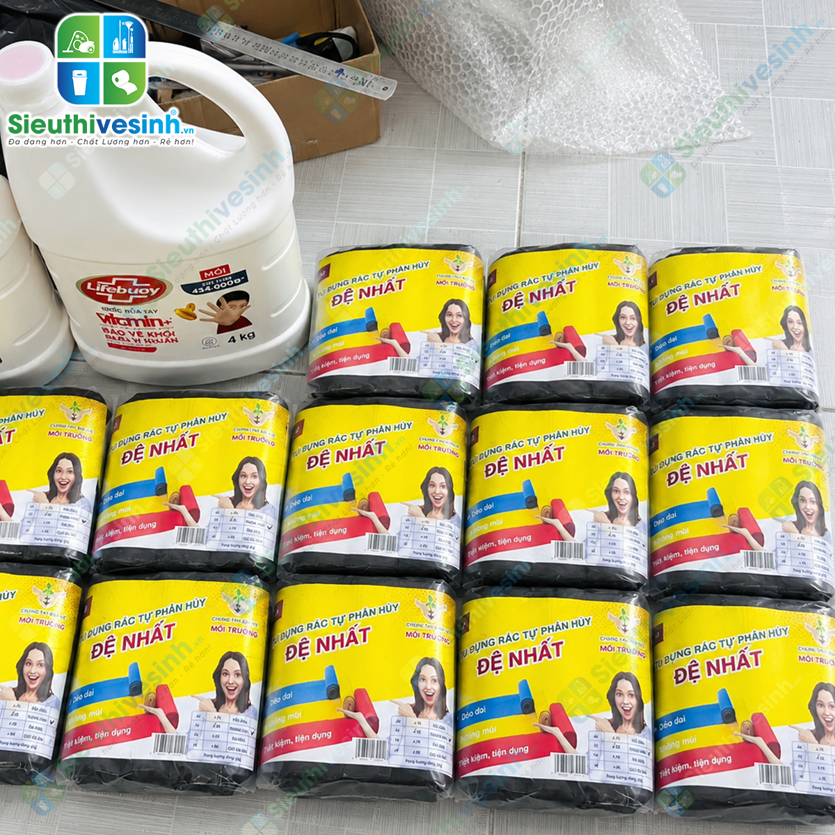 Túi đựng rác đen Đệ Nhất đại 64x78cm (1kg/3 cuộn)