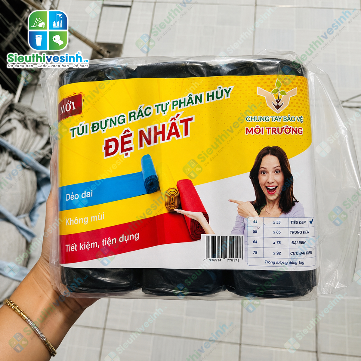 Túi đựng rác đen Đệ Nhất tiểu 44x55cm (1kg/3 cuộn)
