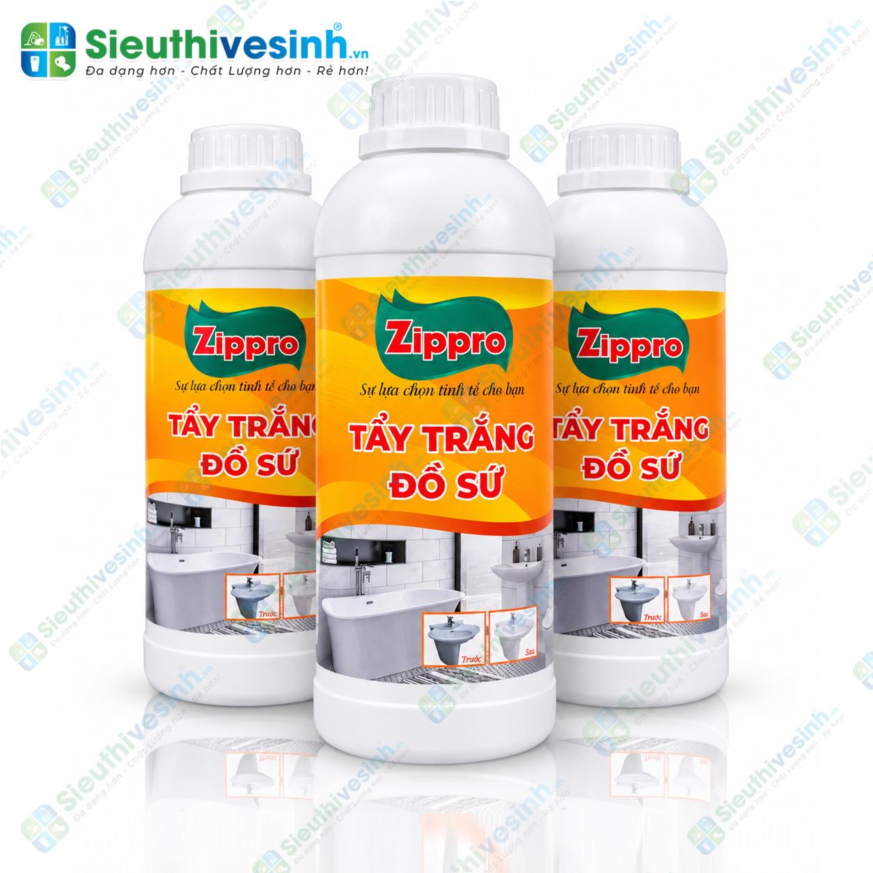 Dung dịch Zippro tẩy trắng và vệ sinh đồ sứ dung tích 1 lít